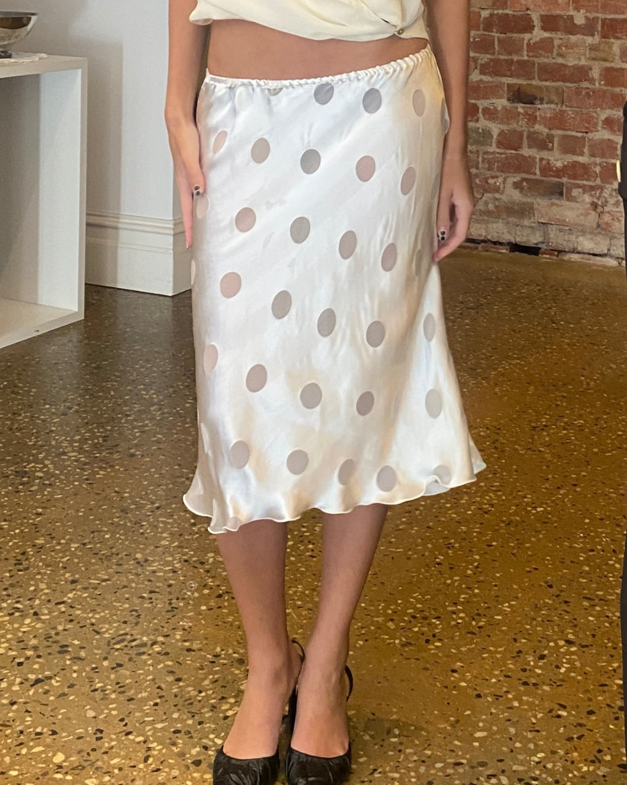Silk Polka Midi Skirt (PREORDER)