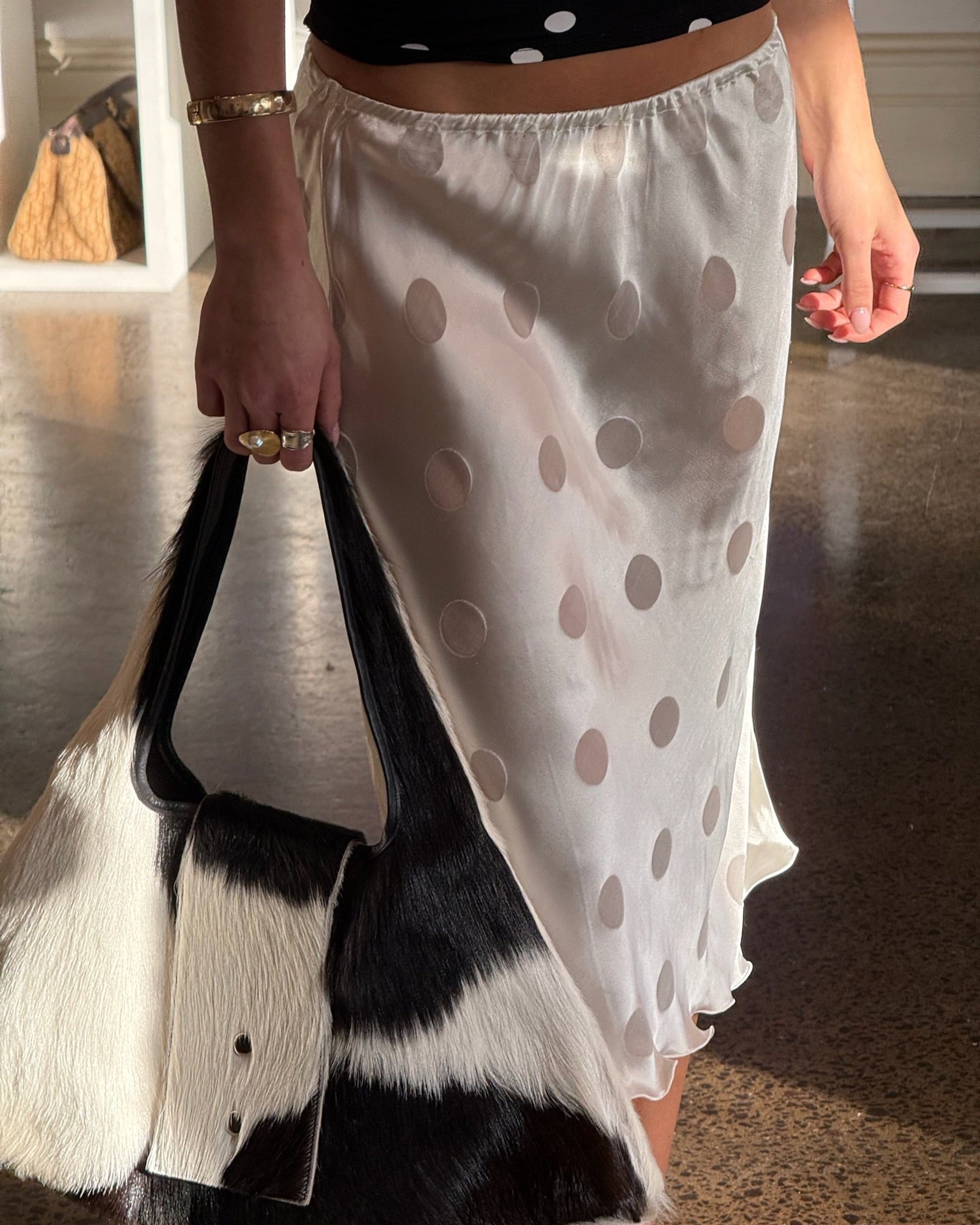 Silk Polka Midi Skirt (PREORDER)
