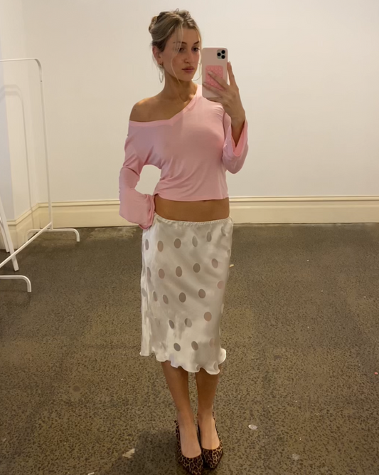 Silk Polka Midi Skirt (PREORDER)