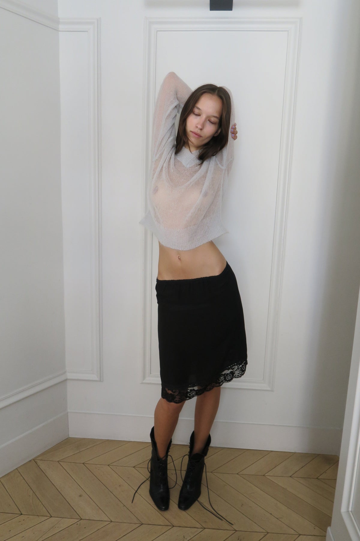 verona silk skirt - black
