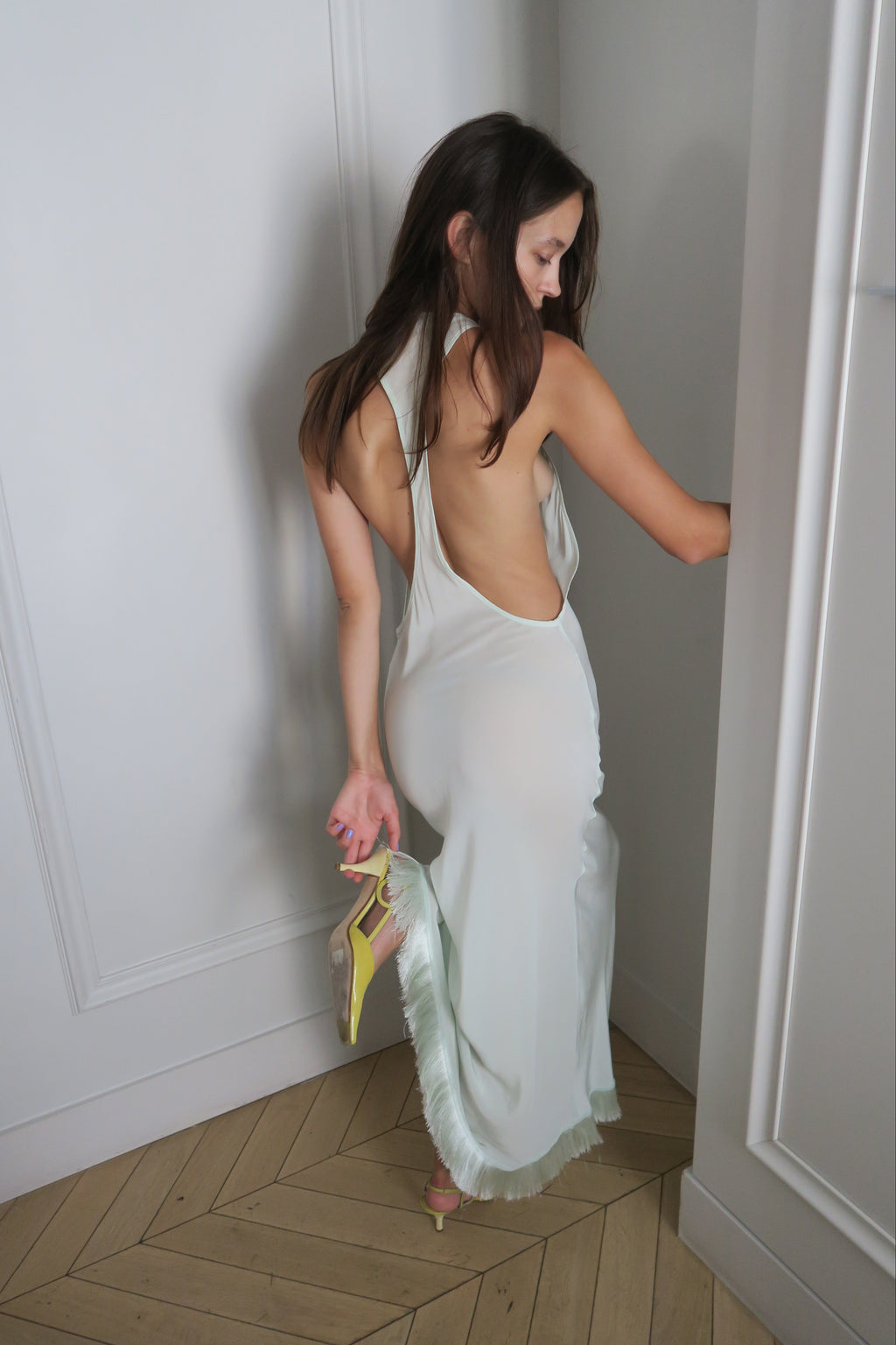 Silk Maxi Dress - Mint