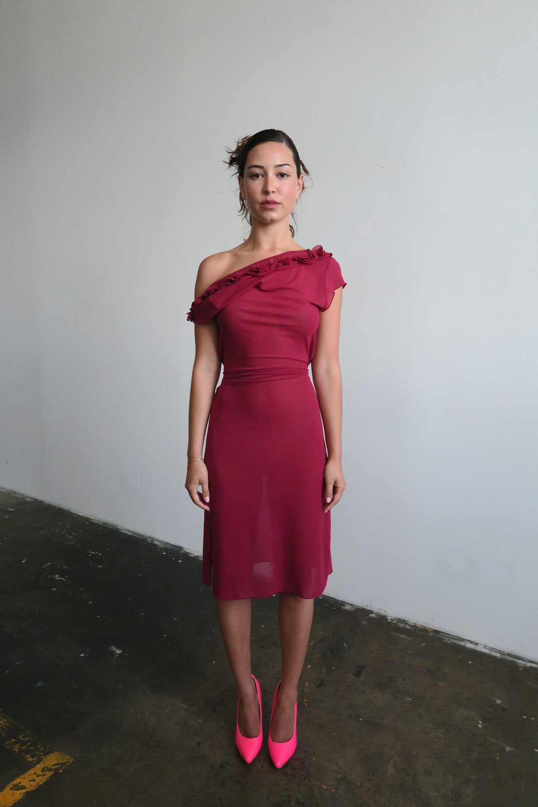 Rosette Midi Dress - Wine PREORDER