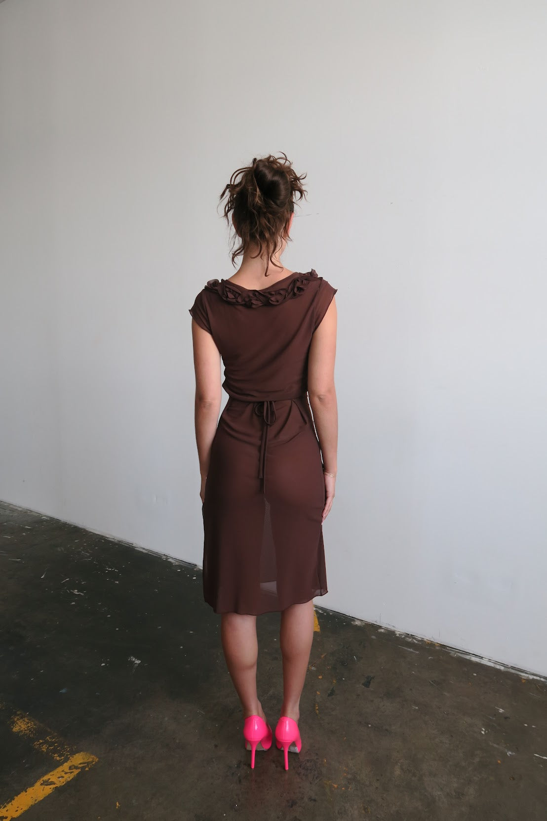 Rosette Midi Dress - Chocolate PREORDER