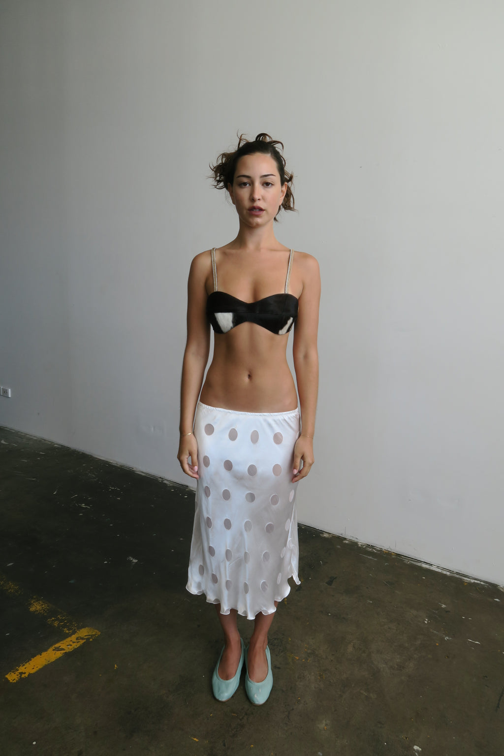 Silk Polka Midi Skirt