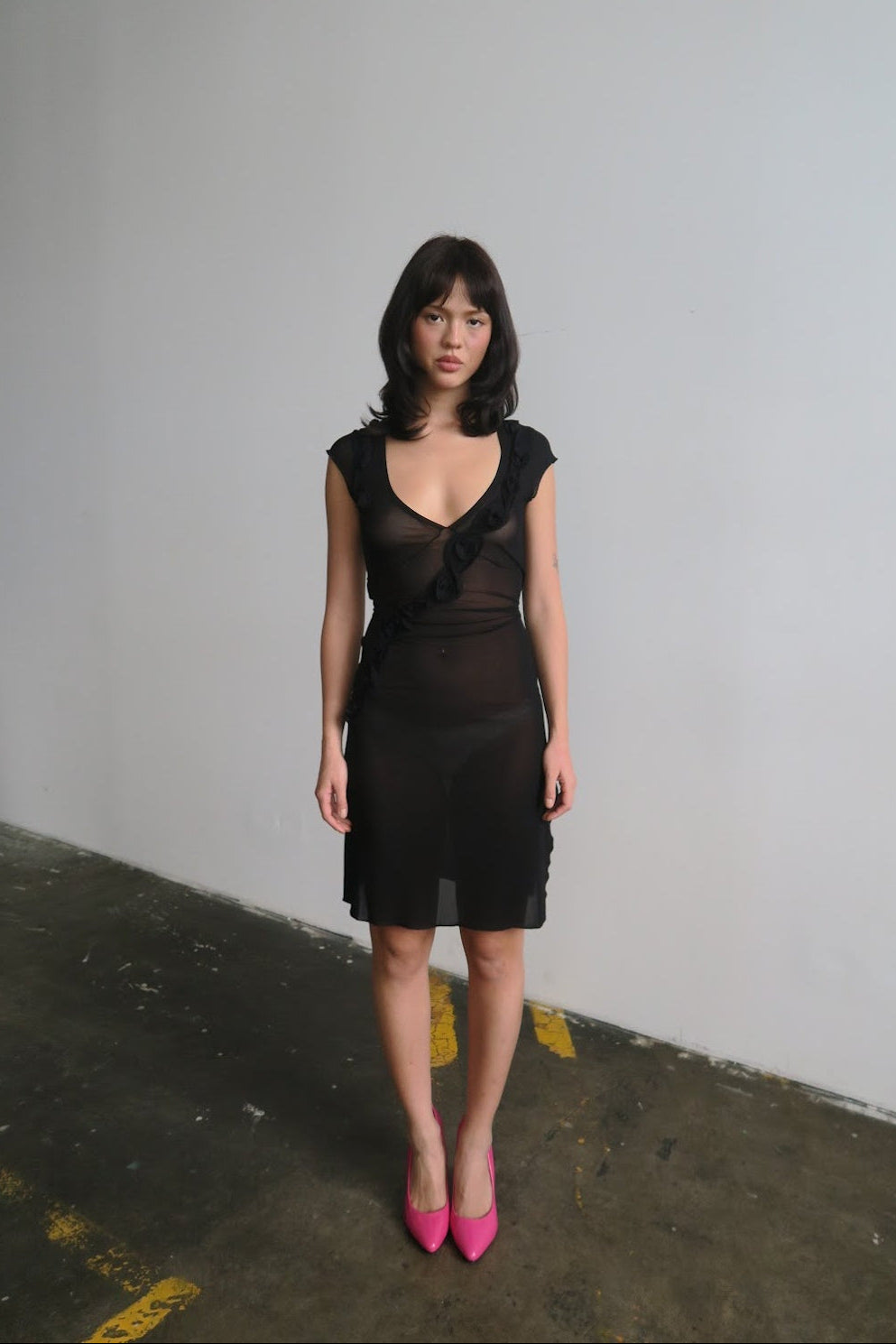 Rosette Midi Dress - Black