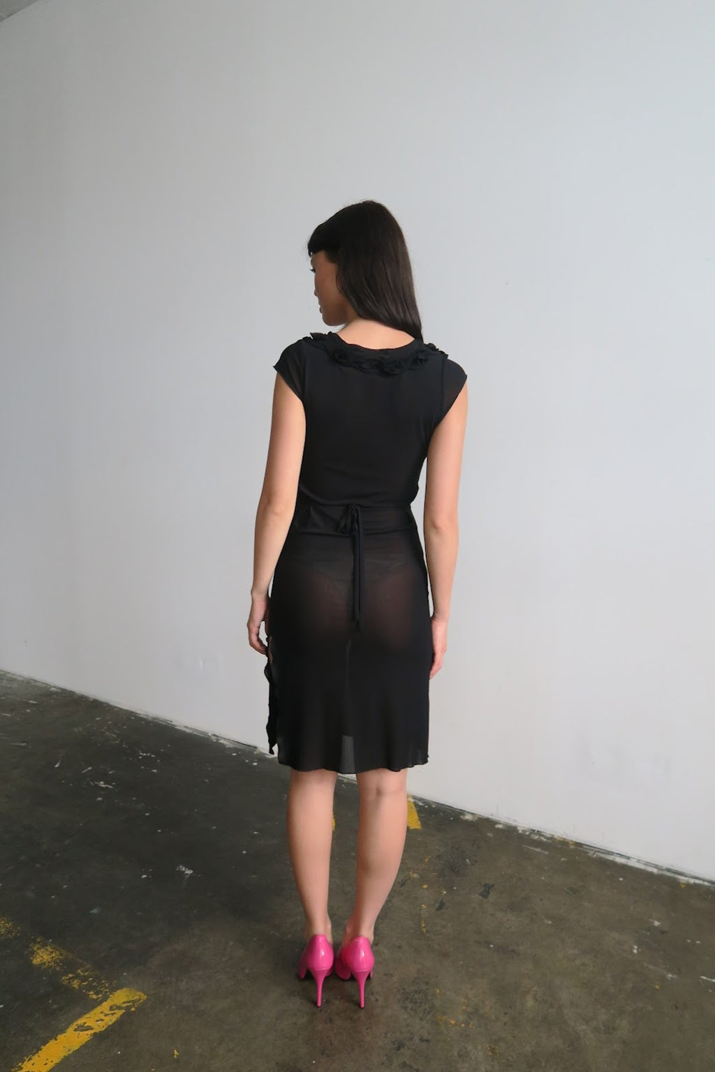 Rosette Midi Dress - Black